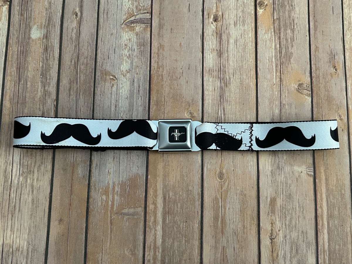 Buckle Down Ford Mustang Seat Belt Black Mustache