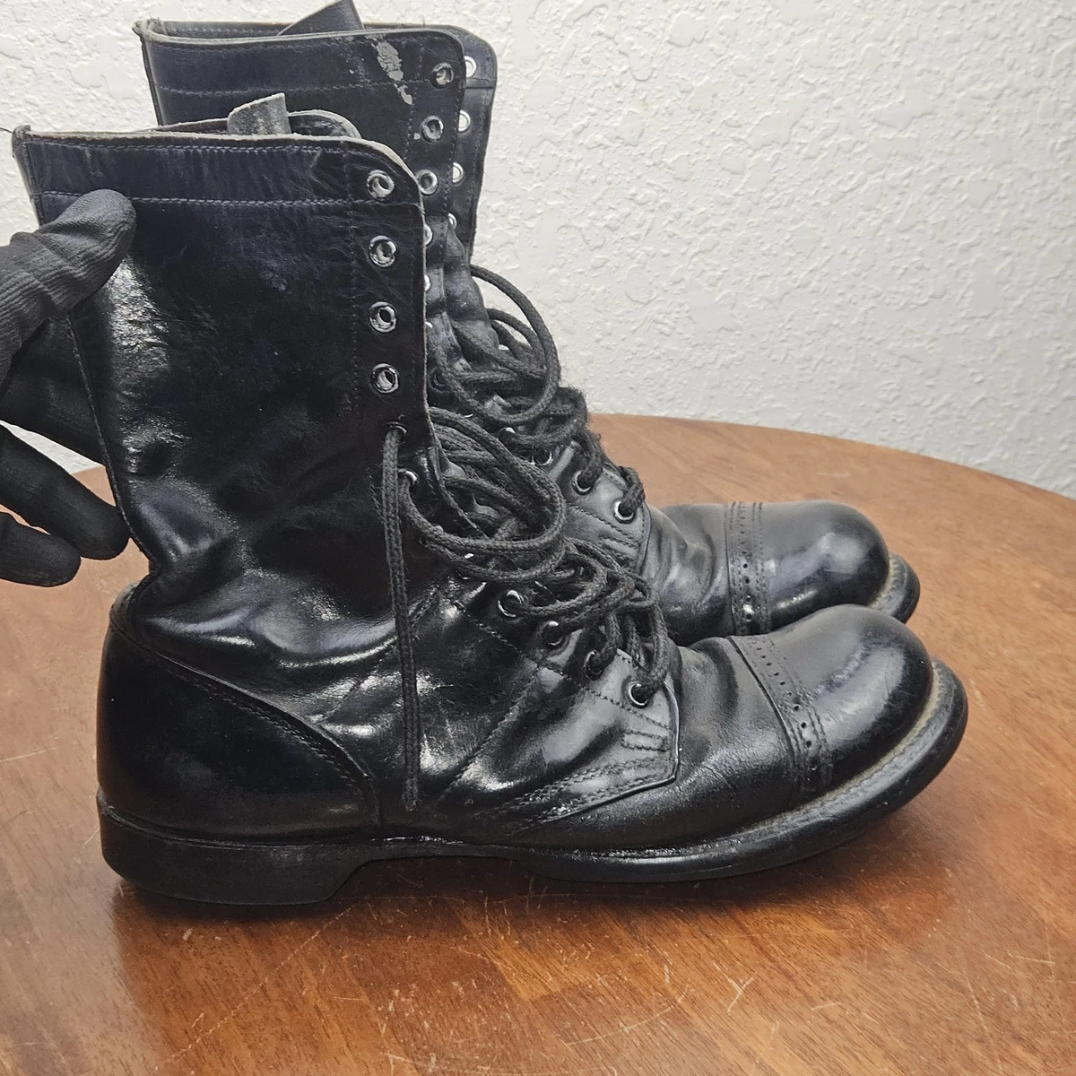 Corcoran Jump Boots Mens 8.5 D 1500 Black Leather Military Vintage USA Moto Punk Corcoran Paratrooper Jump Boots 85 EE Cap Toe Style XC1500  main image 2