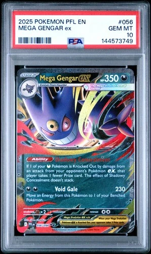 2025 POKEMON PFL EN-PHANTASMAL FLAMES #056 MEGA GENGAR EX PSA 10