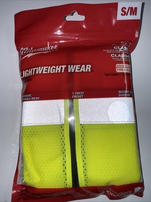 Milwaukee High Vis Yellow Safety Vest  S/M 48-73-2241H Type R Class 2 *NEW*