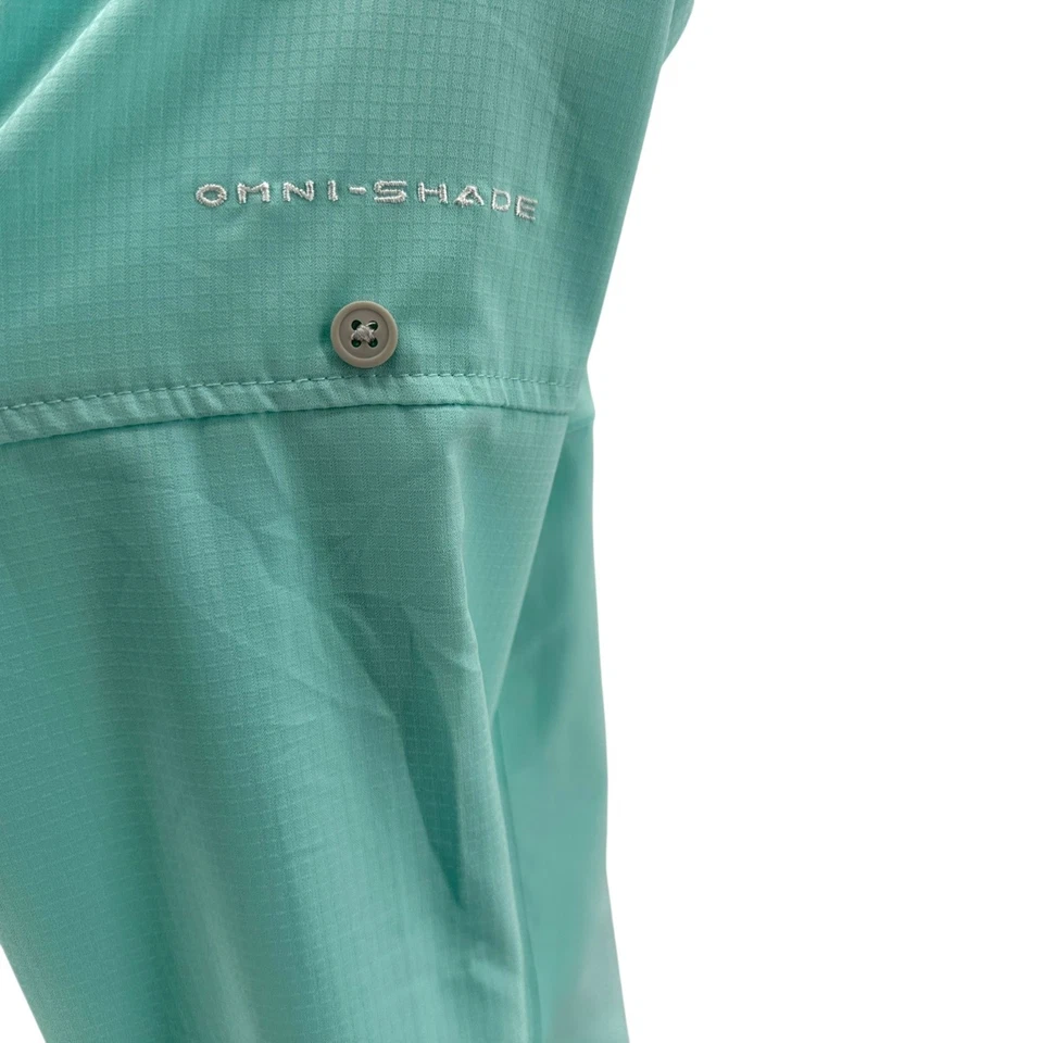 Camisa Columbia PFG masculina grande omni-sombra espuma do mar botão pesca - Imagem 3 de 4