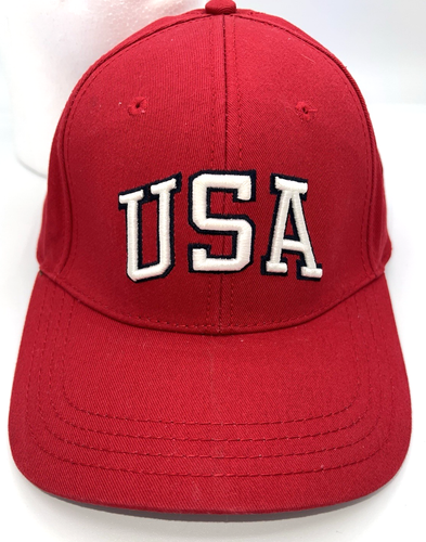 Red USA Baseball Hat Red Embroidered a27 | eBay