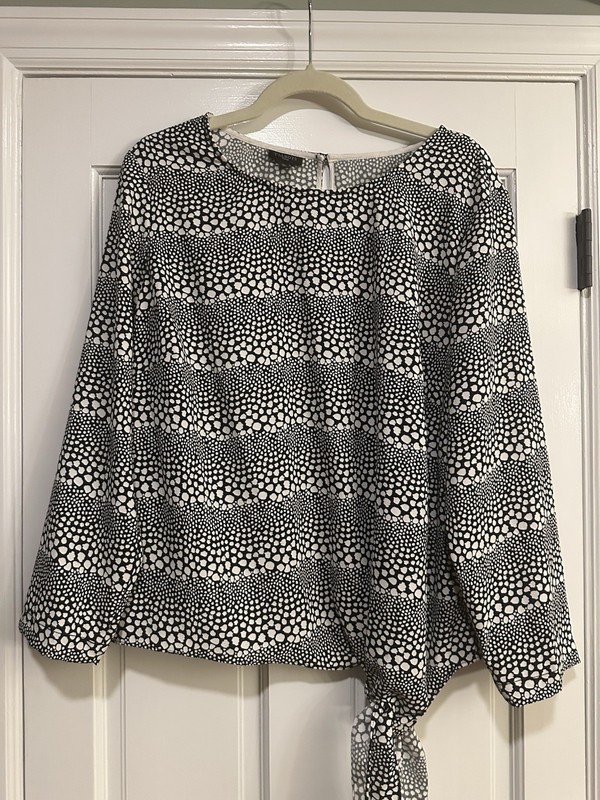 Talbots Popover Blouse Black and White 1X