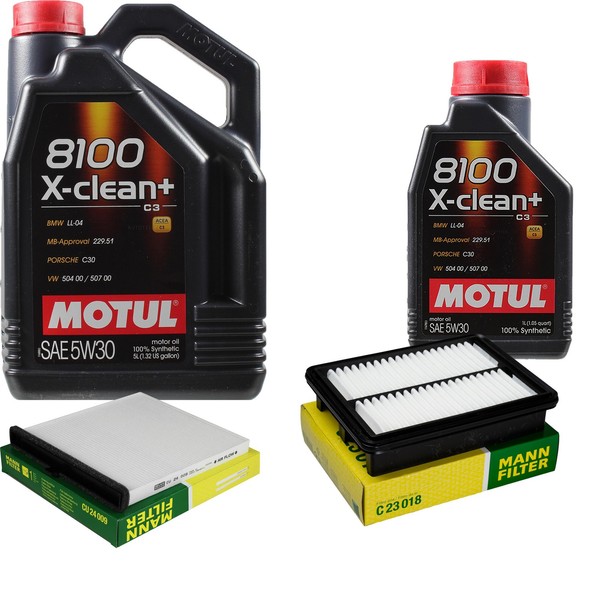 MANN-FILTER Inspektionspaket 6L Motul 8100 X-Clean+ 5W-30 FüR Mazda 3 1.5-image