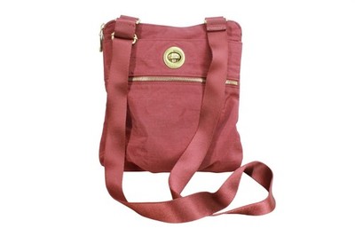 Baggallini Women's Gold Hanover Crossbody Turn Lock Purse Nylon Maroon
