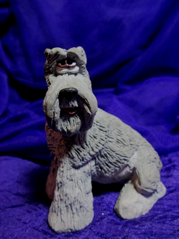 Vintage 1981 United Designs Stone Critters Schnauzer Terrier Dog Figurine