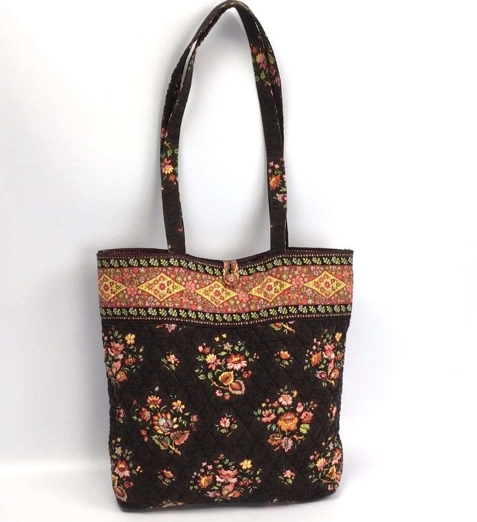 Vera Bradley Womens CHOCOLAT Tall Tote Brown Floral Shoulder Bag Purse  Quilt USA | eBay
