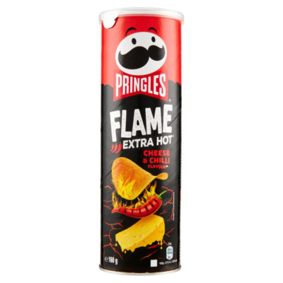 Pringles Flame Extra Hot Cheese & Chilli Snack mit würzigem Käsegeschmack 160g