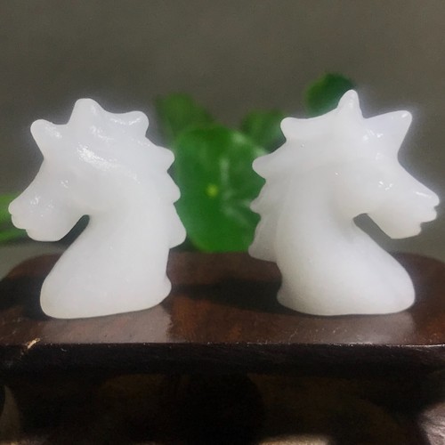 1pcs natural White jade unicorn skull quartz crystal carved Figurines 1" - Imagen 10 de 12