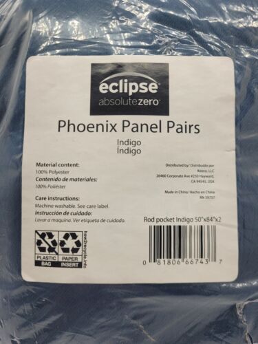 50"x84" Indigo Phoenix Panel Pair, Blackout Rod Pocket Wide Curtain, Eclipse - Picture 7 of 11