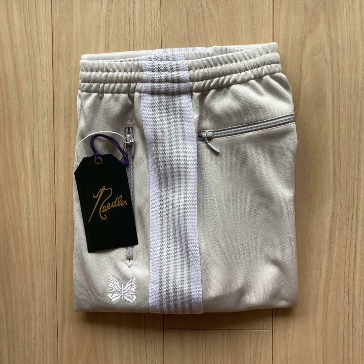 NEEDLES Track Pants Straight Ivory/White lines Size-XS New from