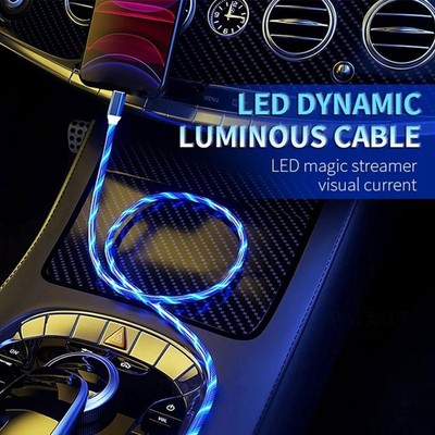 Android/TypeC Fast Charging Cable LED Luminous Glow Flowing D614 Colo USB Z0Z6