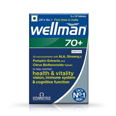 Wellman 70+ Men's Multivitamin - Boost Heart, Brain, Energy, Vision - 30 Tabs