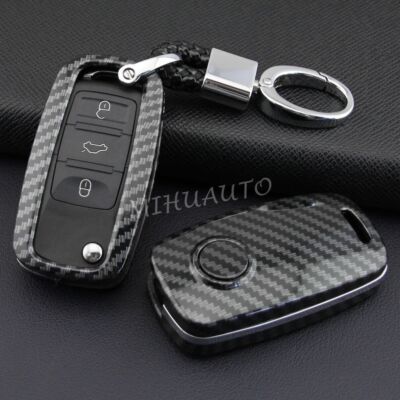 Carbon Fiber Flip Key Fob Cover Case For VW Golf 6 Jetta UP! Eos Touran Scirocco