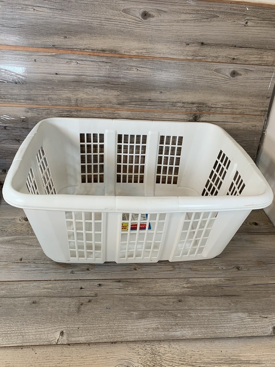 Vintage Rubbermaid Rectangle Laundry Basket Heavy Duty 2854 White