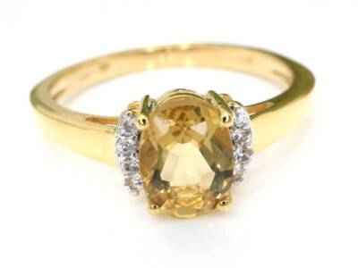 GOLDJUNGE69 * HARRY IVENS IV EDELSTEIN RING (21) GOLDBERYLL 8x6mm 925er SILBER/V