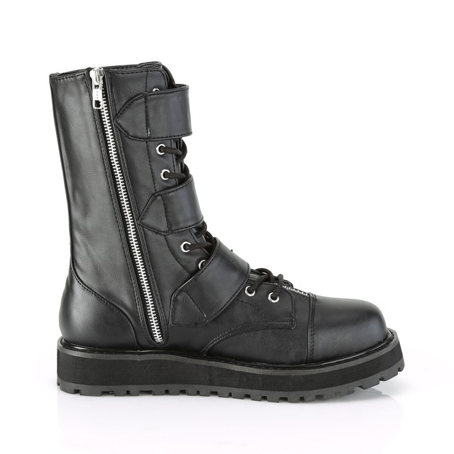 demonia black buckle boots