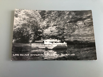 Vintage Postcard RPPC c1949 Wisconsin Lake Delton Amphibian Duck Boat Peggy WI d