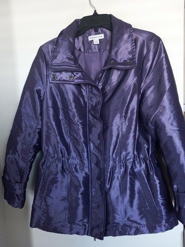 Shiny Purple Coat Lined Collared 