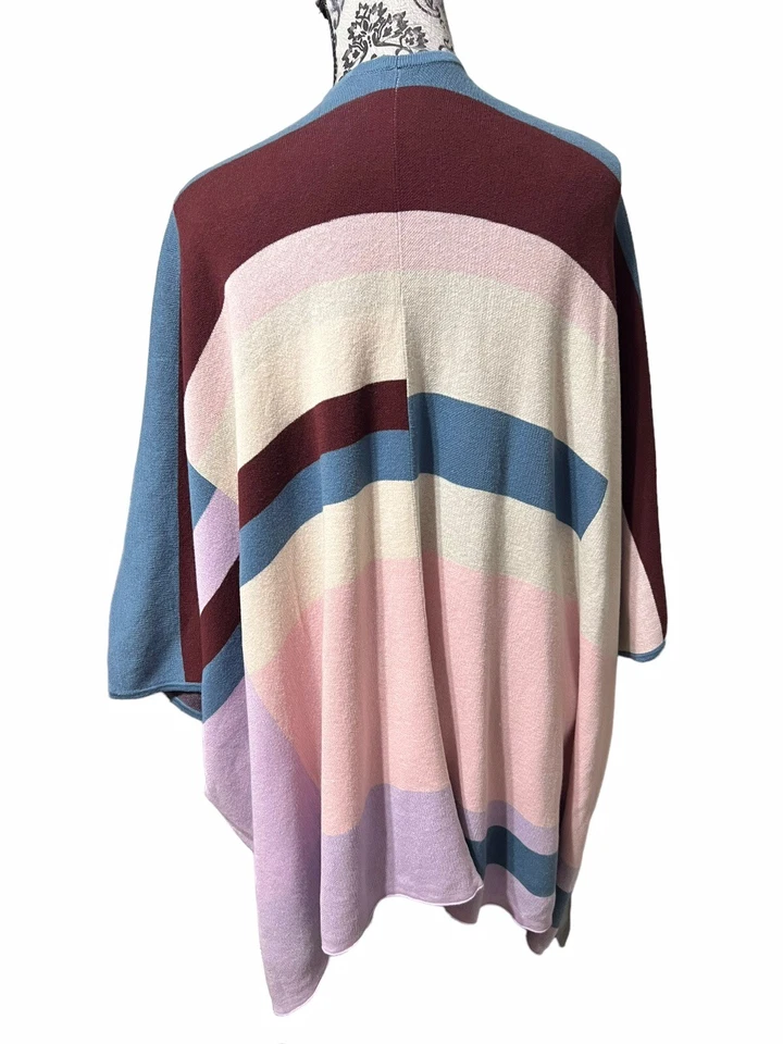 Tracy Reese Size XS/S Colorblock Shawl Poncho boho Lilac/Blue/Burgundy/pink - Image 4 of 4