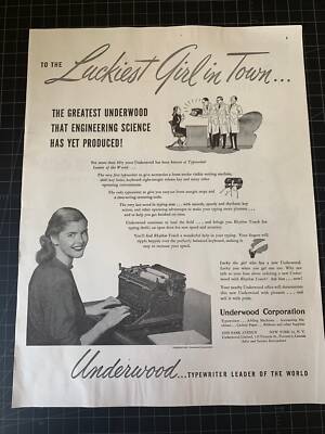 Vintage 1947 Underwood Typewriters Print Ad