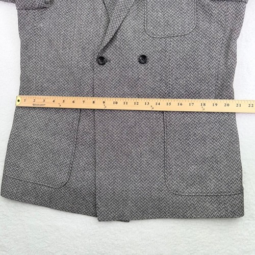 Ben Sherman Plectrum Blazer XL Gray Black Herringbone Double Breasted Peak Lapel - Picture 11 of 17