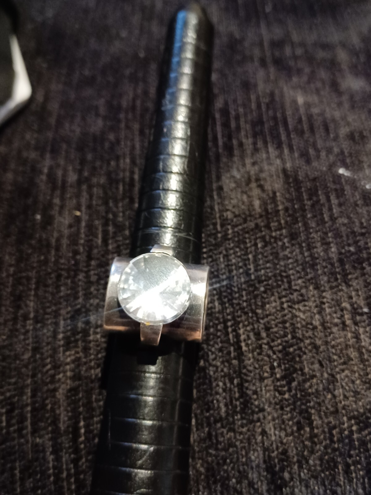 Solid Silver 925 Rock Crystal Quartz Ring Moderni… - image 7