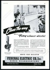 1943 Federal Electric Fury exhaust whistle emergency car vintage trade print ad