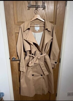 Forever New Camel Trench Coat Cotton Lined Heavyweight Size 10