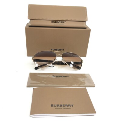 Burberry Sunglasses B3080 1145/13 Gold Brown Tortoise Aviator w/ Brown Gradient