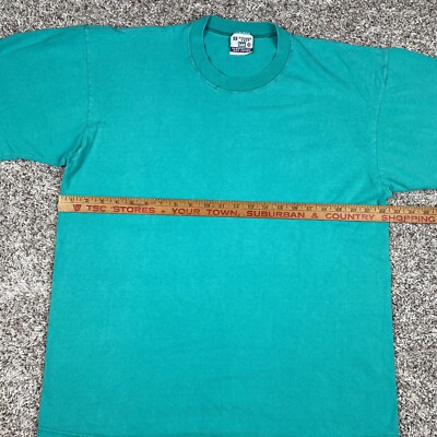 Vintage 90s Blue Cyan Teal Blank Single Stitch T-Shirt Men's Size