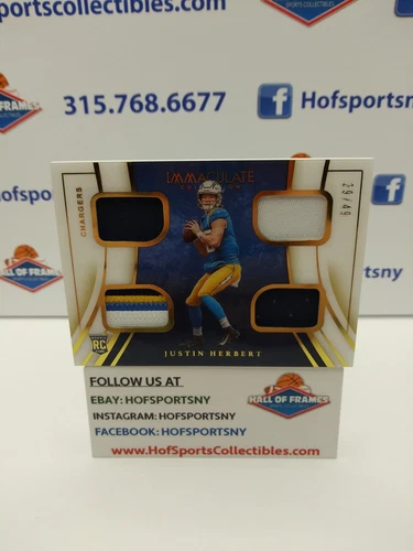 2020 IMMACULATE JUSTIN HERBERT QUAD PATCH RC 4 COLORS 29/49 #QJ3