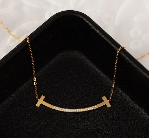 SALE .051 CTW Diamond Smiley Necklace 18k Yellow Gold N165Y sep