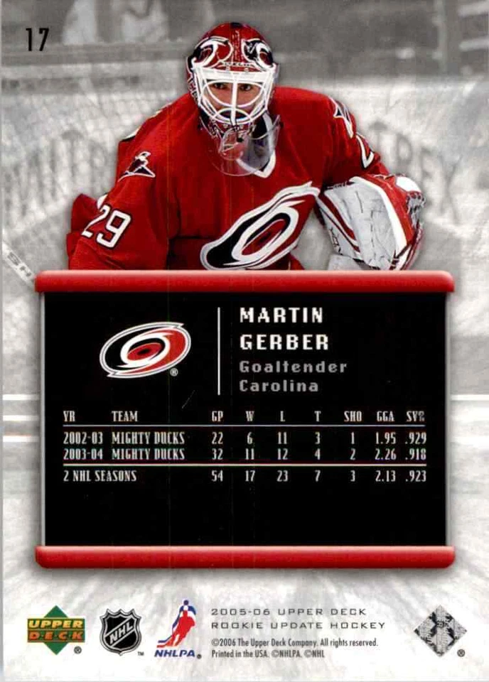 2005-06 Upper Deck Rookie Update Martin Gerber #17 - Image 2 of 2