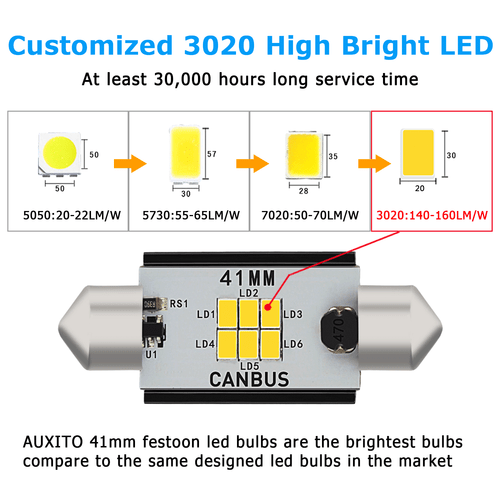 4X 578 211-2 LED Canbus Festoon Interior Dome map Light Bulb Xenon White 3020 - Picture 9 of 12