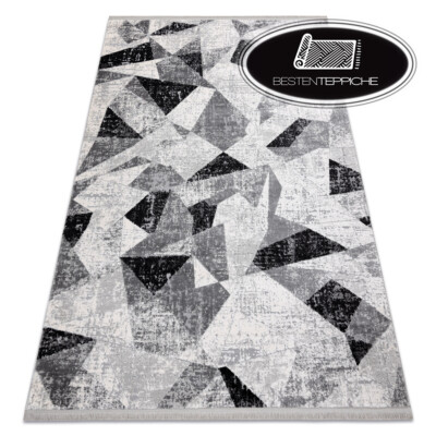Moderne originalle weich Teppiche ''TULS'' strukturell Franse Geometrisch GRAU