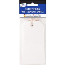 Pack of 20 Just Stationery Pre-Strung White Luggage Labels 12cm x 6cm Free P&P