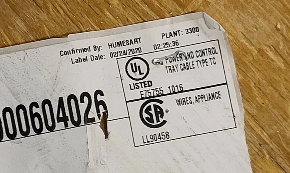 Southwire 581511 18/3C Flexible Máquina Alimentación/Control Bandeja Cable TC-ER Gris/50 ft Foto 2 de 4