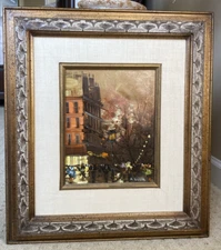 Paris Vintage Original Oil Painting Artist Hand Signed Soria Mid-century