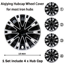 Durable Hub Caps 15 Inch Set Of 4 Fits Most Plastic Wheels Cover Silverblack Durable Hub Caps 15 Inch Set Of 4 Fits Most Plastic Wheels Cover Silverblack