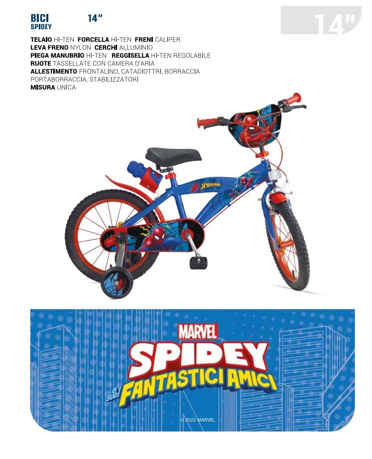 Bicicletta Spiderman 16 Pollici Bici Uomo Ragno Bambino ruote