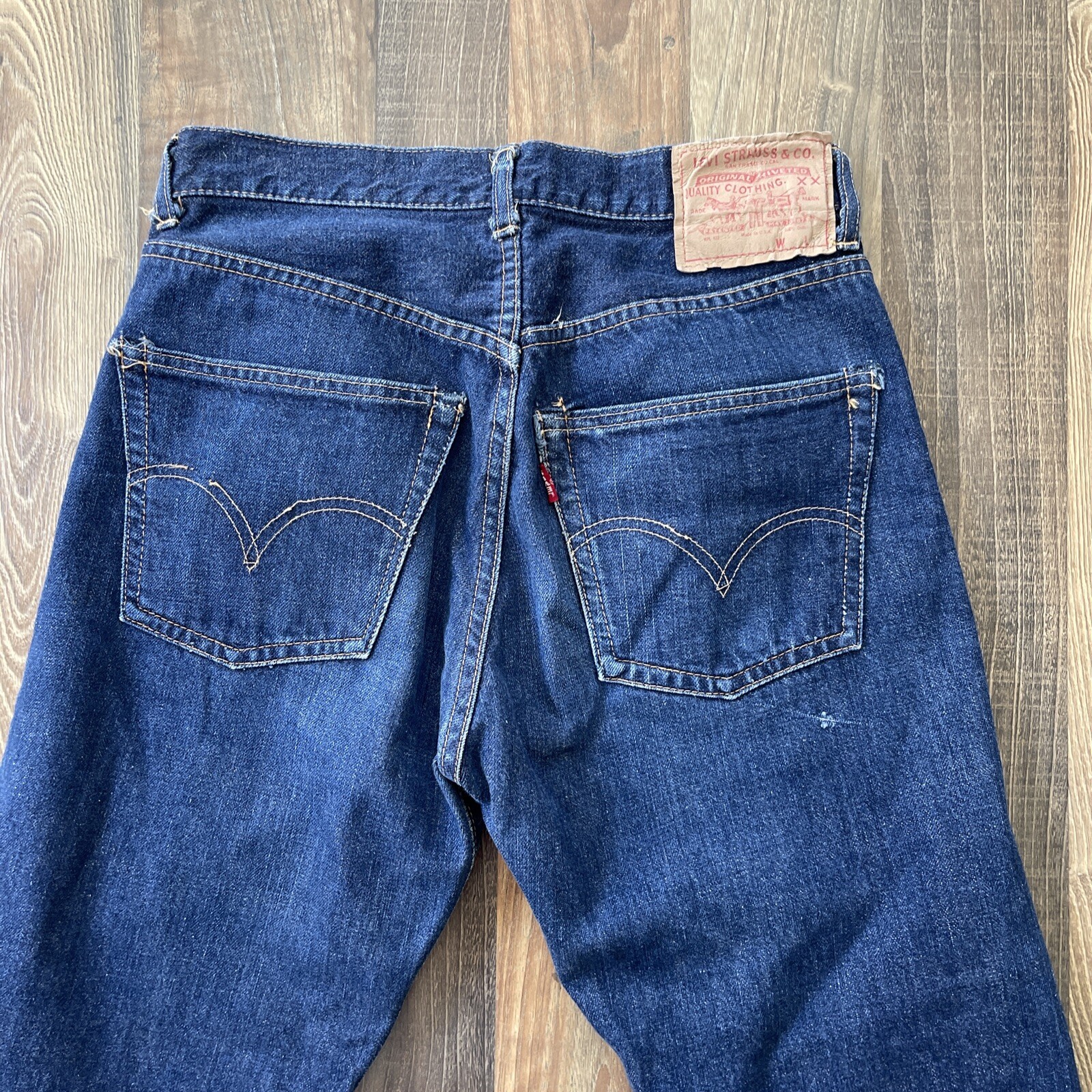 Levi's 502 0117 Selvedge Big E Jeans actual fit W28 L27.5 Indigo Vintage 60s image 5