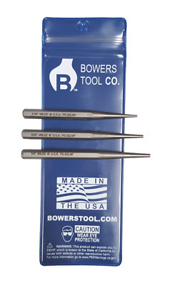 Wilde Tool 3pc Tapered Solid Drift Pin Punch Set 1/16, 3/32, 1/8in MADE IN USA