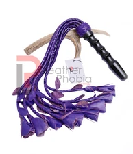 Flogger 9 braided tails Cow Hide Rose Leather Flogger Full Handmade Leather Whip