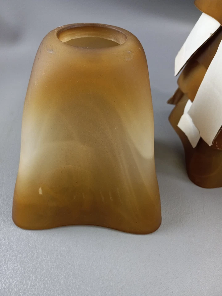 L👀K 8 Vintage Lamp Shade Torchiere Sconce Smokey Frosted Square 1 5/8" Fitter - Image 2 of 4