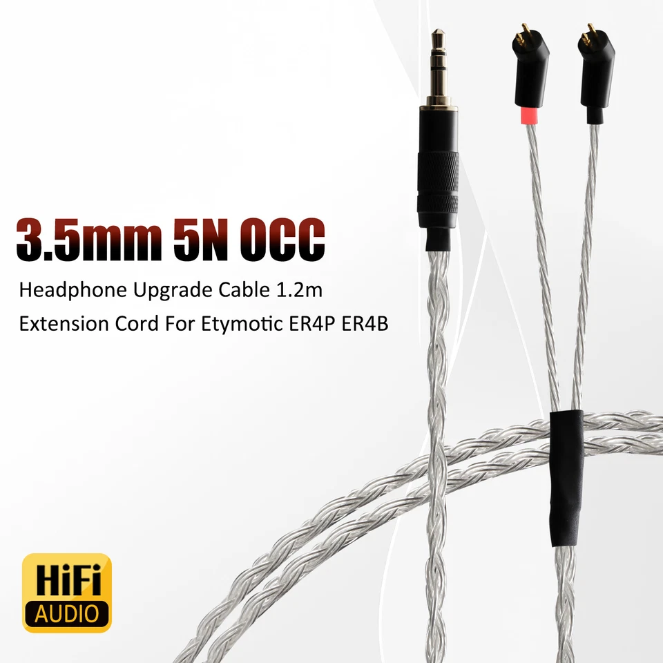 3.5mm 5N Audio Earphone Cable Extension Wires Cord For Etymotic ER4P ER4B ER4S - Image 3 of 4