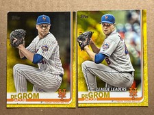 Jacob DeGrom 2019 Topps Base & League Leaders Walgreens Yellow Baseball Cards.