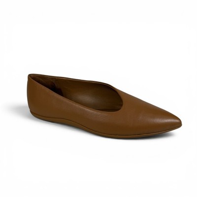 Vince Lex Pointed Toe Flats Womens 7 Tan Leather Ballet Minimalist Shoes