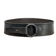 Wide Leather Corset Belt Womens S/M Black Whipstitch Medieval Gothic Renaissance