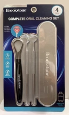 BROOKSTONE Complete Oral Cleaning Set 4 Pc Stainless Steel